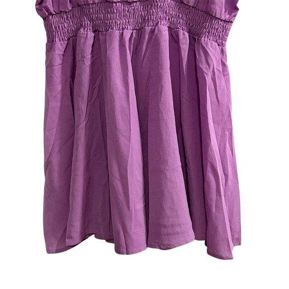AGQT Women's Medium Purple Tie Front Romper Short Sleeve Casual - Picture 9 of 14
